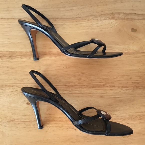 Kate Spade Black Strap Slingback Heels Size 6.5 - Picture 7 of 11